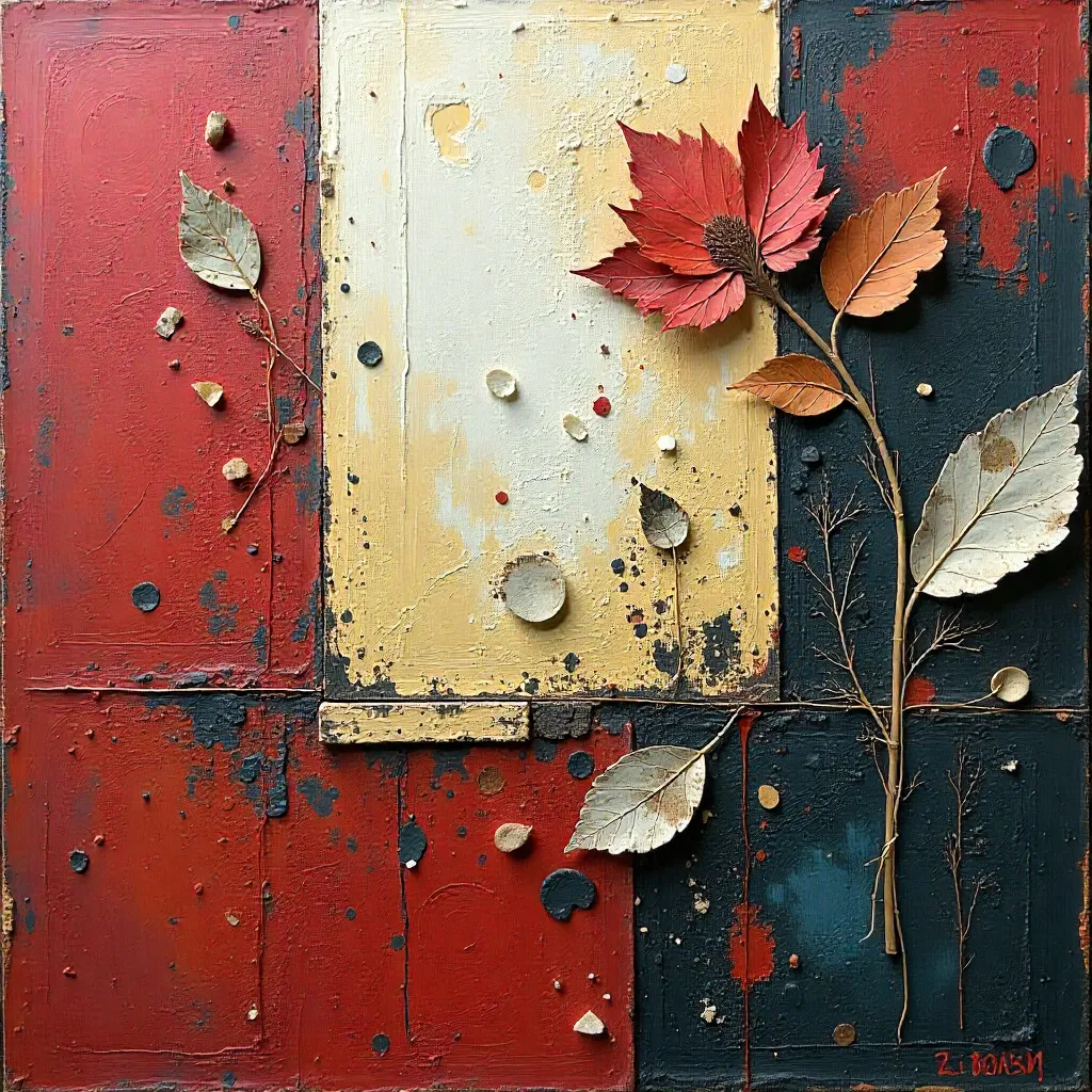 Textured mixed media artwork